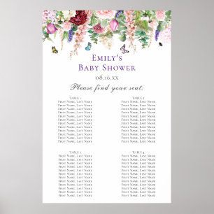 Flowers & Butterflies Baby Shower Seating Chart