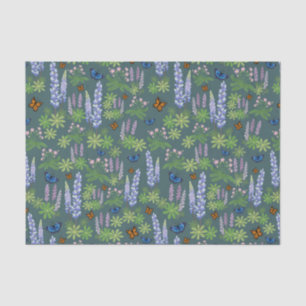 Flowers & butterflies decoupage tissue paper lupin