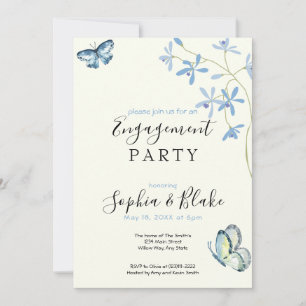 Flowers & Butterflies Green Engagement Party Invitation