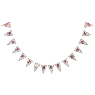 Flowers & Butterflies Party / Pastel Garden Bunting Flags