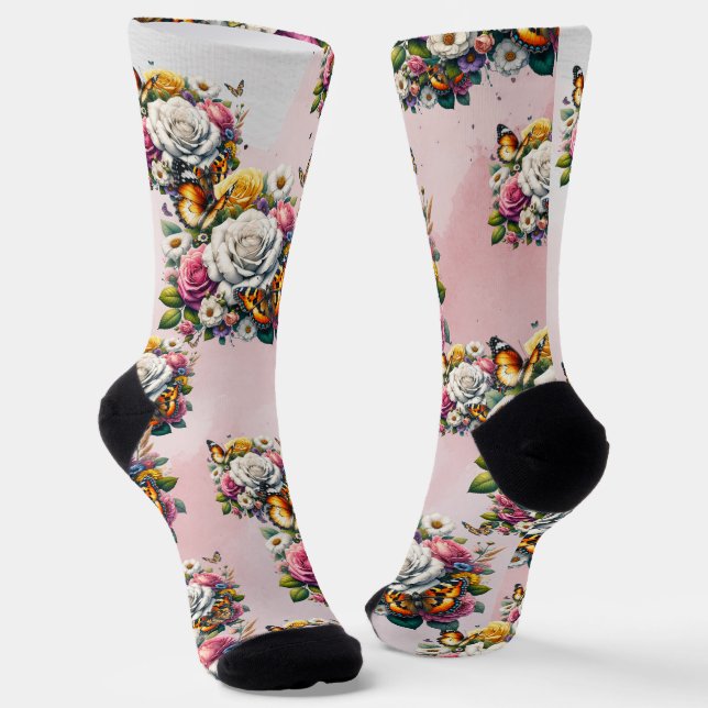 FLOWERS & BUTTERFLIES  SOCKS (Angled)