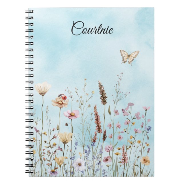 Flowers Butterfly Ladybug Meadow Notebook (Front)