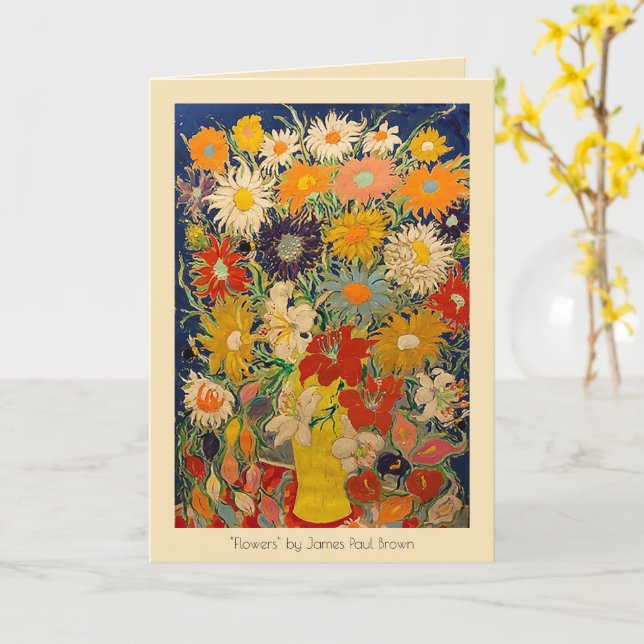 "Flowers" by James Paul Brown Greeting Card (Yellow Flower)