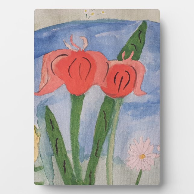 Flowers By the Lake Tabletop Plaque with Easel (Front)
