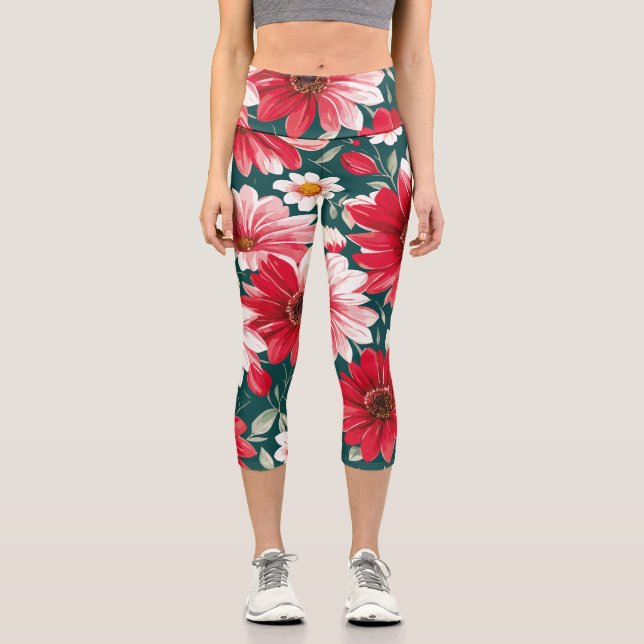 Flowers Capri Leggings (Front)
