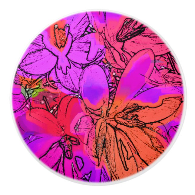 FLOWERS CERAMIC KNOB (Front)