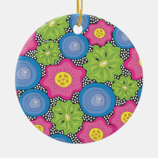 Flowers Ceramic Ornament (Front)
