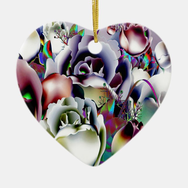 Flowers Ceramic Ornament (Front)