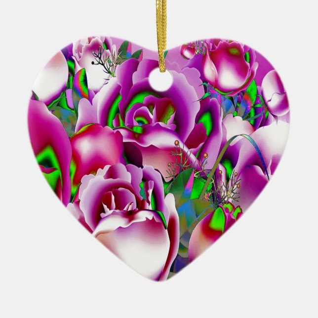 Flowers Ceramic Ornament (Front)