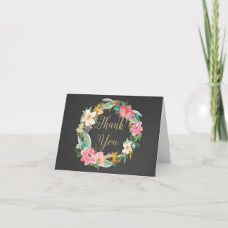 Flowers Chalkboard Thank You Card