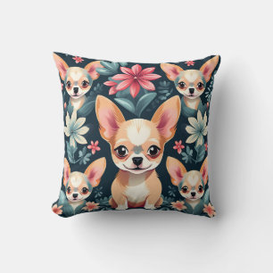 Flowers Chihuahua Pet Throw Pillow