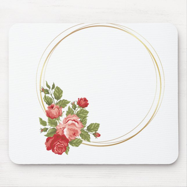 Flowers Circle Frame Boundary Floral Frame 3 Mouse Pad (Front)