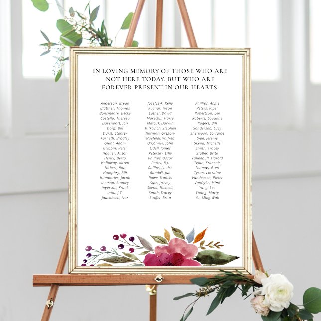 Flowers Class Reunion Memorial Up to 70 Names Poster (Creator Uploaded)