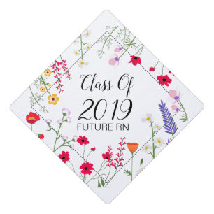Flowers Class Year Graduate Future RN Graduation Cap Topper