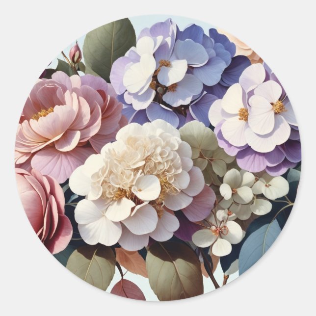 Flowers Classic Round Sticker (Front)