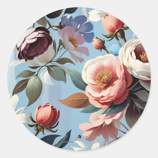 Flowers Classic Round Sticker (Front)