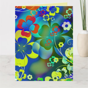 FLOWERS CLOVER ART BIRTHDAY BIG CARDS