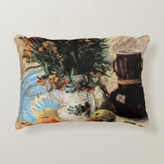 Flowers, Coffeepot and Fruit by Vincent van Gogh Accent Pillow (Front)