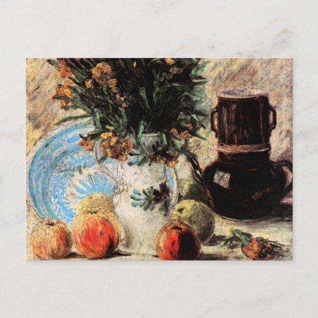 Flowers, Coffeepot and Fruit by Vincent van Gogh Postcard (Front)