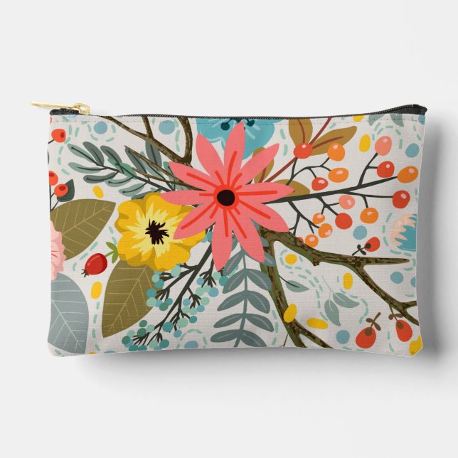 Flowers Colorful Watercolor Cute        Accessory Pouch (Front)