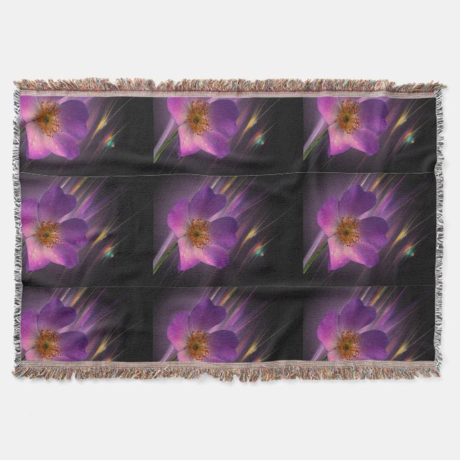 flowers colourful design pattern purple geometric throw blanket (Front)
