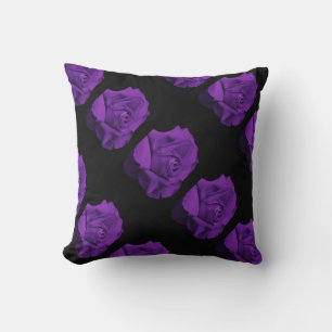 flowers colourful design roses purple geometric throw pillow