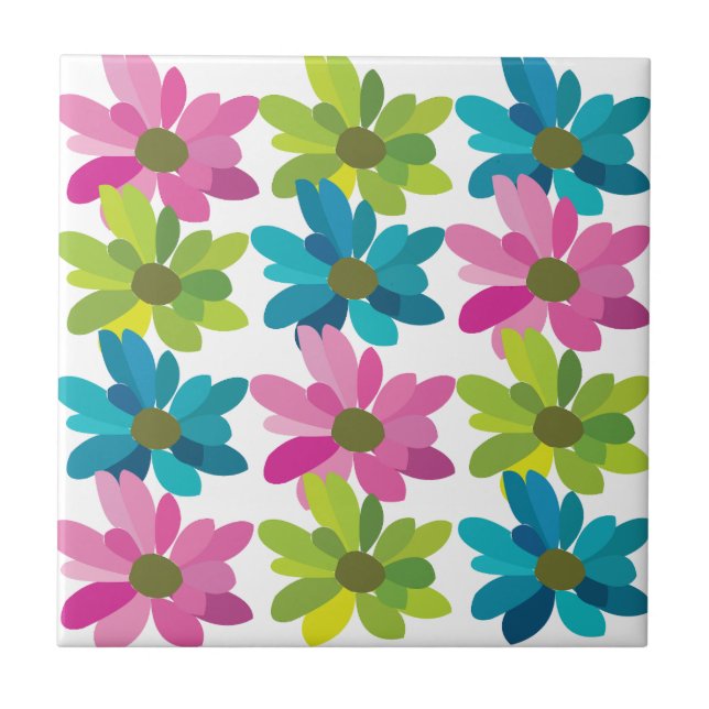 Flowers Colourful Flowers Tile (Front)