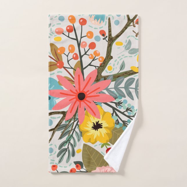 Flowers Colourful Watercolor Cute  Hand Towel (Hand Towel)