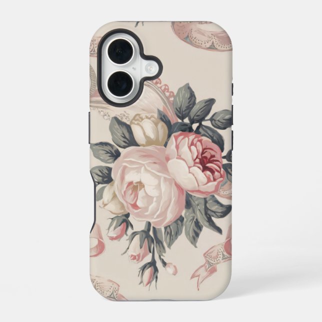 Flowers Coquette Pattern iPhone 16 Case (Back)