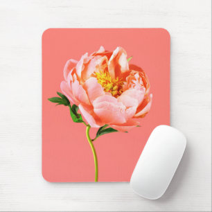 Flowers   Coral Peony Blossom Mouse Pad
