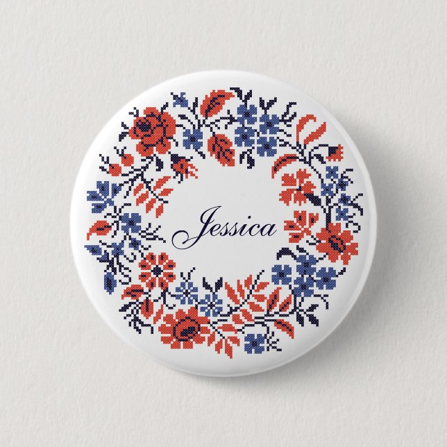 Flowers cycle 2 inch round button (Front)