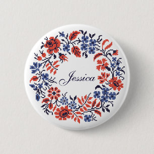 Flowers cycle 2 inch round button