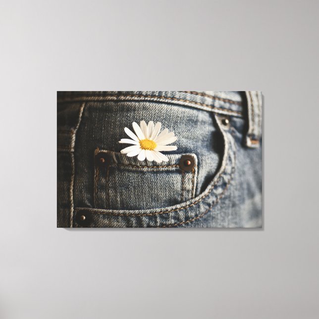 Flowers | Daisy in Jeans Pocket Canvas Print (Front)