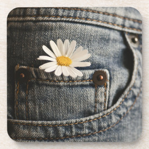 Flowers Daisy in Jeans Pocket Coaster