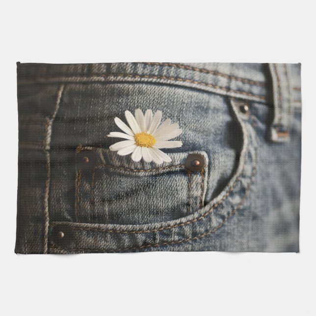 Flowers | Daisy in Jeans Pocket Kitchen Towel (Horizontal)