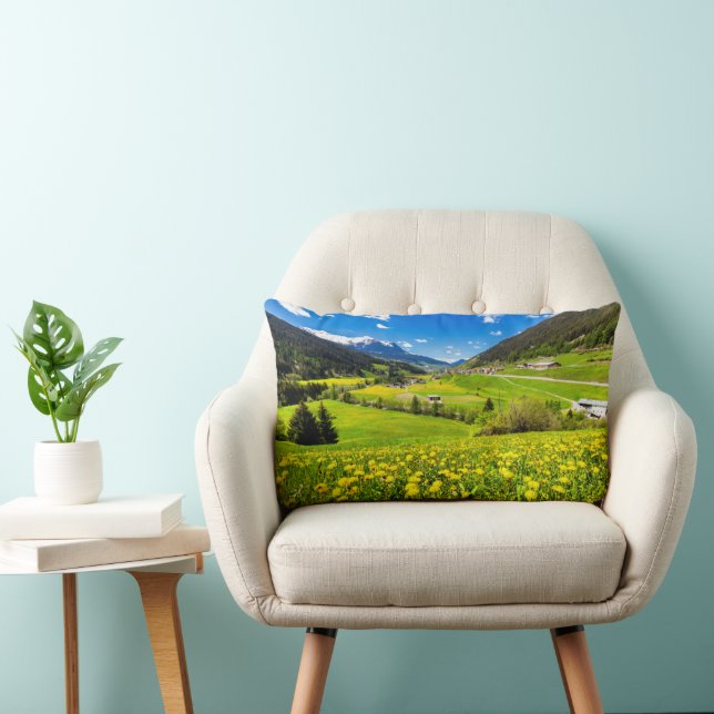 Flowers | Dandelion Canton of Grisons, Switzerland Lumbar Pillow (Chair)