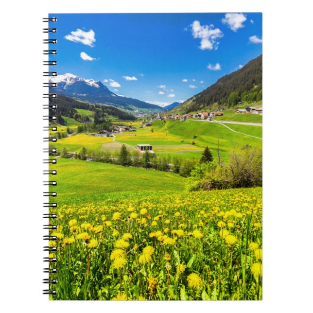 Flowers | Dandelion Canton of Grisons, Switzerland Notebook (Front)