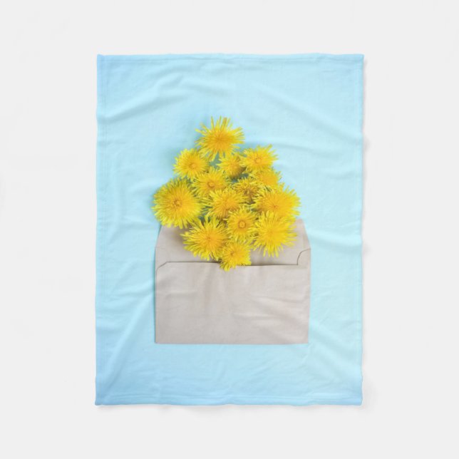 Flowers | Dandelions in Envelope Fleece Blanket (Front)