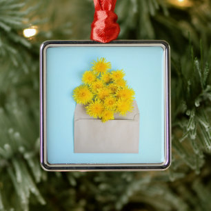 Flowers   Dandelions in Envelope Metal Ornament