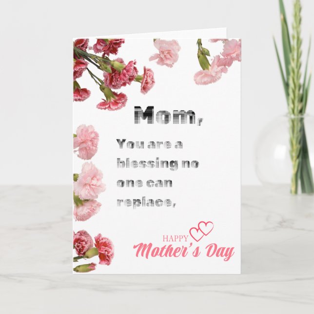 Flowers Decorated Mom is a Blessing Holiday Card (Front)