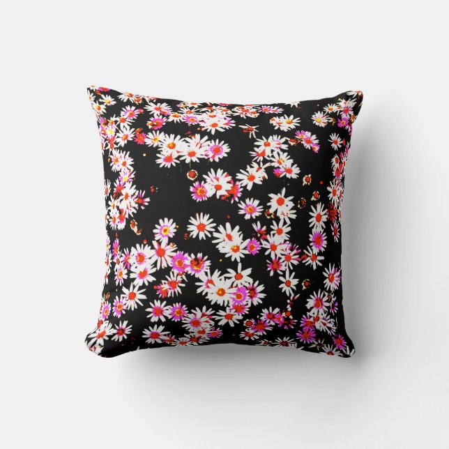 Flowers Design in a Posterised Pattern Throw Pillow (Front)