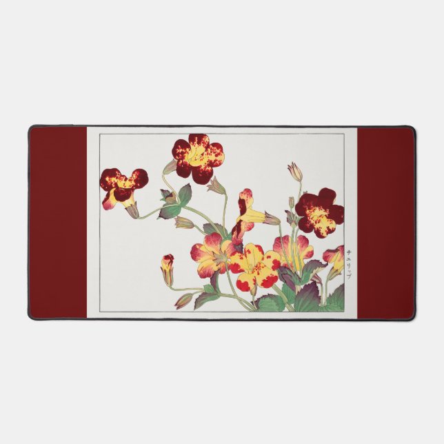Flowers Desk Mat Vintage Japanese Art (Front)