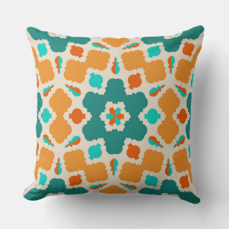 Flowers Diamonds and Candy Green Gold and Teal Throw Pillow