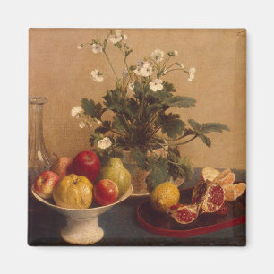 Flowers, dish with fruit and carafe, 1865 magnet