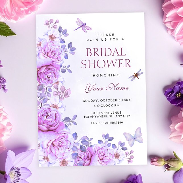 Flowers dragonfly bridal shower invitation (Creator Uploaded)