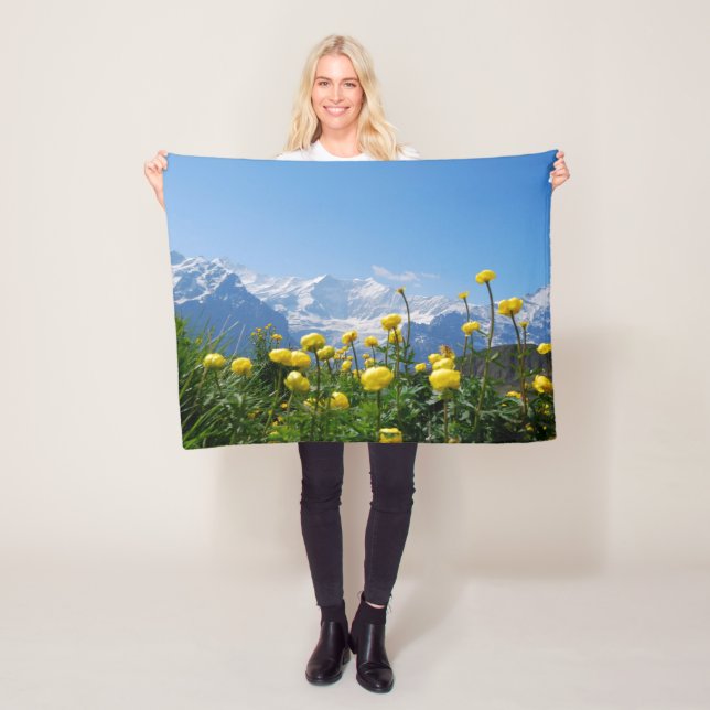 Flowers | Eiger Monch Swiss Alps Fleece Blanket (In Situ)