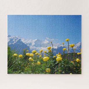 Flowers   Eiger Monch Swiss Alps Jigsaw Puzzle