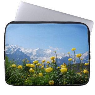 Flowers Eiger Monch Swiss Alps Laptop Sleeve