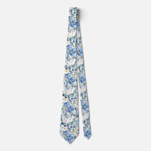 Flowers Elegant Watercolor Stylish Blue White Tie