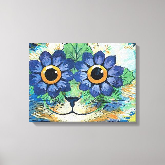 Flowers Eyes Cat By Louis Wain Canvas Print (Front)